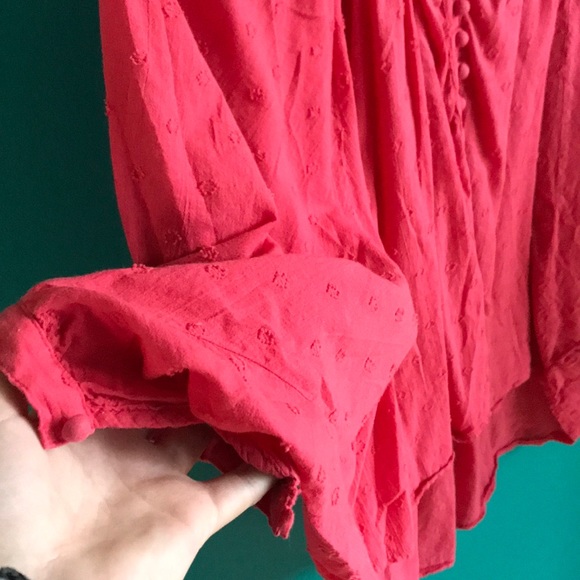 Bobi pink button butterfly sleeve top - Picture 3 of 5